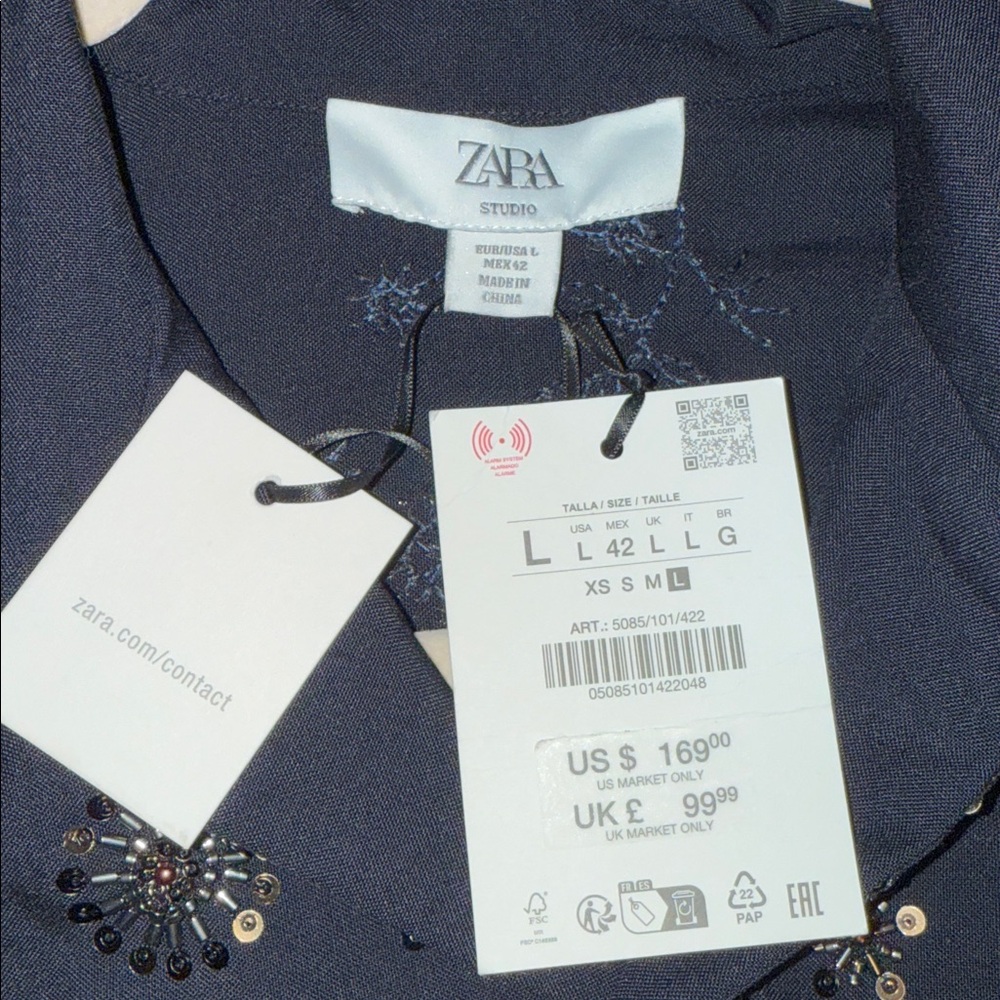 Zara Studio Limited Edition Flowy Sequined Shirt - Picture 9 of 17
